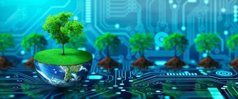 computação verde, tecnologia verde, verde, csr e conceito de ética. foto