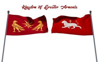bandeiras do reino medieval da armênia, reino da grande armênia. trabalho 3d e imagem 3d foto