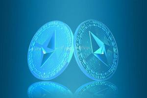 moeda ethereum com conceito futurista para apresentação de fundo foto
