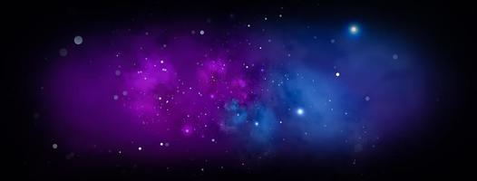 fundo do espaço sideral profundo com estrelas e nebulosa em azul e roxo foto