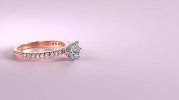 design de anel de noivado de diamante de ouro rosa foto