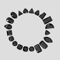 pedra de cor ônix preta em todas as formas de gema renderização 3d foto