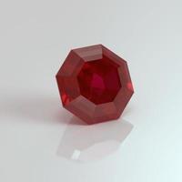 renderização 3d do octógono de pedra preciosa rubi foto