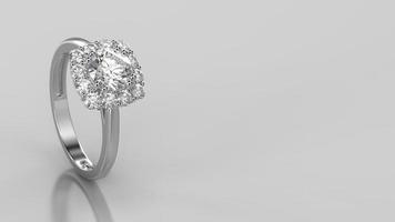 anel de platina ou prata de noivado de diamante isolado foto