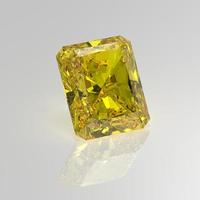renderização 3d radiante de pedra preciosa de diamante amarelo foto