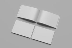 maquetes em branco da paisagem do folheto da revista a4 foto