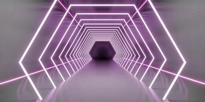 túnel de luz laser de tecnologia e luz neon foto