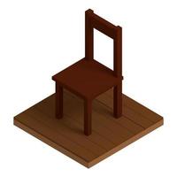 cadeira marrom isométrica colocada em um piso de madeira marrom.ilustração de renderização em 3d foto