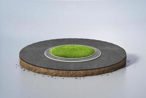 Ilustração 3D de uma estrada de forma circular. anúncio de estrada infinita isolado. foto