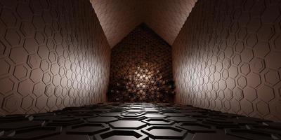 túnel corredor hexágono textura tecnologia moderno futurista ficção científica fundo ilustração 3d foto