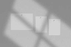 composição de modelo de moodboard com cartões fotográficos em branco, papel rasgado, molduras quadradas coladas com fita adesiva e isoladas em branco como modelo para apresentações de designers gráficos, portfólios etc foto