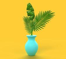 vaso 3d com folhas tropicais foto