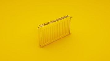 radiador de aquecimento amarelo isolado em fundo amarelo. ilustração 3D foto