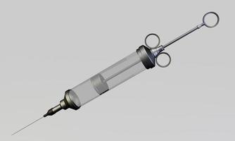 uma seringa hipodérmica vintage limpa sobre fundo branco. conceito para testar o coronavírus da vacina. renderização 3D. foto