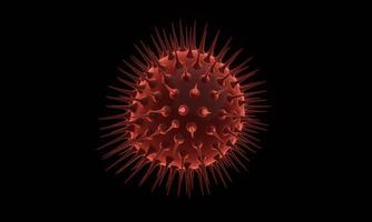 bactérias abstratas ou célula de vírus em forma esférica com antenas longas. vírus Corona. conceito de infecção por pandemia ou vírus - renderização em 3d. foto