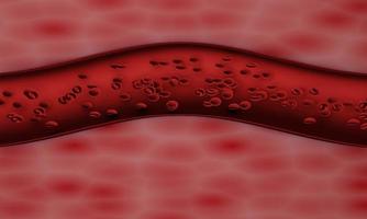 glóbulos vermelhos em uma artéria ou vaso sanguíneo, fluxo dentro do corpo, assistência médica humana. renderização 3D. foto