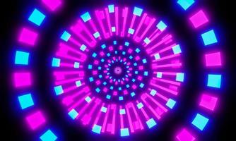o túnel de luz é caracterizado pelo hiperespaço, multicolorido, em direção ao centro. correndo para o centro de trilhas de luz de fantasia ou entrando no mundo virtual do metaverso. renderização em 3D foto