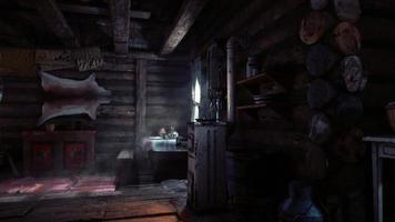 fragmento do interior de uma velha cabana camponesa foto