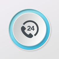 design de ícone de conceito de logotipo de telefone de botão de reprodução de 24 horas foto