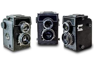 câmeras antigas de filme largo foto