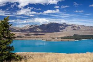 vista panorâmica do lago colorido tekapo foto