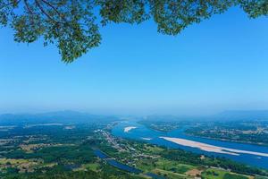 vista do templo pha tak suea, a paisagem abaixo é o rio mekong que separa a tailândia e o laos. foto