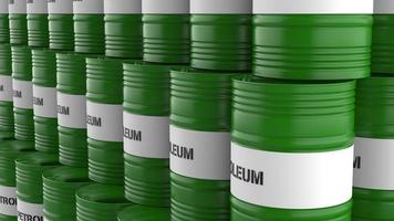 combustível em aço pintado latas verdes indústria petroquímica imagem 3d render ilustração foto