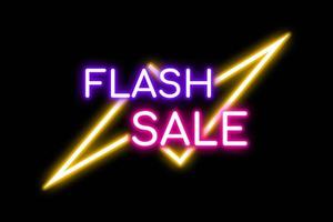 venda flash com banner de néon de iluminação, placa de luz. foto
