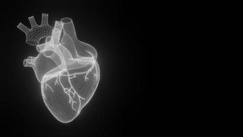 Corações de wireframe 3d renderizam fundos brancos isolados, linhas e triângulos de forma de ícone de coração abstrato, rede de conexão de ponto em fundo azul, renderização 3d foto