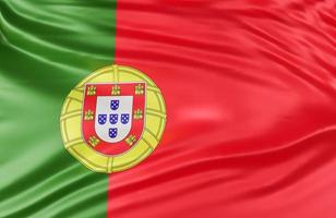 bela onda de bandeira de portugal close-up no fundo do banner com espaço de cópia., modelo 3d e ilustração.