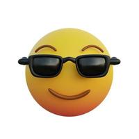 ilustração 3d emoticon de expressão sorridente bonito enquanto usava óculos de sol foto