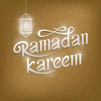 caligrafia de cartão ramadan kareem com lanterna tradicional e crescente foto