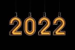 ano novo 2022 feito de lâmpada. foto