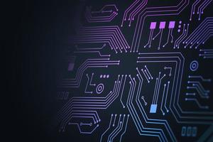 fundo de tecnologia de placa de circuito eletrônico com linhas digitais azuis e rosa