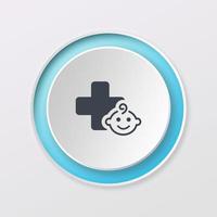 botão play ícone do logotipo do design digital do hospital infantil cor branca