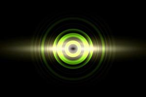 ondas sonoras oscilando a luz verde com fundo abstrato de rotação de círculo foto