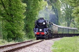 kingscote, sussex, reino unido, 2009. bulleid light pacific no. 34059 locomotiva a vapor foto