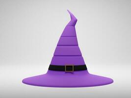 chapéu de bruxa em fundo branco para o dia das bruxas. renderização 3D, ilustração 3D.