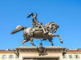 cavalo de bronze hdr na piazza san carlo, torino foto