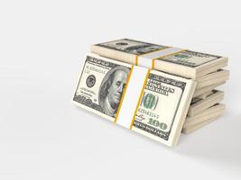 pilha de dólares. economia de dinheiro, lucro, investimento, conceito de recompensa. renderização em 3D foto