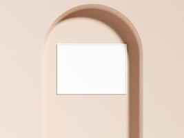 cartaz branco horizontal minimalista ou maquete de moldura de foto no edifício de arquitetura minimalista. renderização 3D.