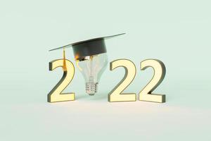 ilustração 3D com conceito de graduação da universidade 2022 foto