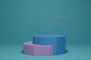 renderização 3D de estágios azuis e roxos foto