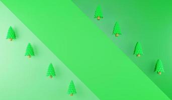 cenário de tom verde de árvore de natal de renderização 3D foto