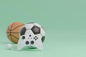 joystick com bola esportiva como ilustração de renderização 3d de competição foto