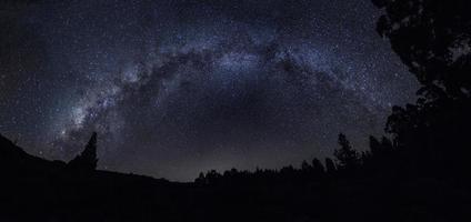 Via Láctea sobre o panorama do Parque Nacional de Haleakala foto