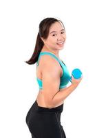 exercício de mulher gordinha asiática foto
