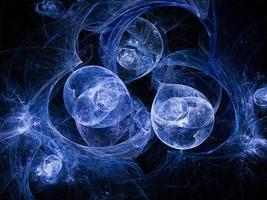 fundo abstrato arte fractal, sugestivo de astronomia e nebulosa. fractal gerado por computador ilustração arte bolhas azuis