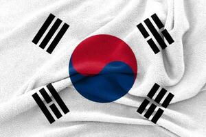 tecido textura ondulada bandeira nacional da coreia do sul. foto