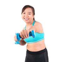 exercício de mulher gordinha asiática foto